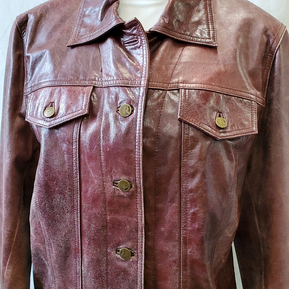Vintage Emme leather breast pocket coat jacket 12 - Picture 4 of 6